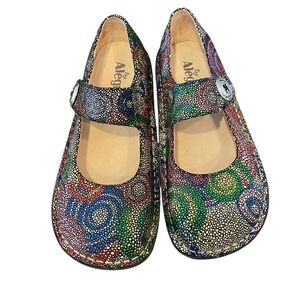 Alegria Paloma Multicolor Leather MaryJane Clogs Slip Resistant Size 38 US 8-8.5
